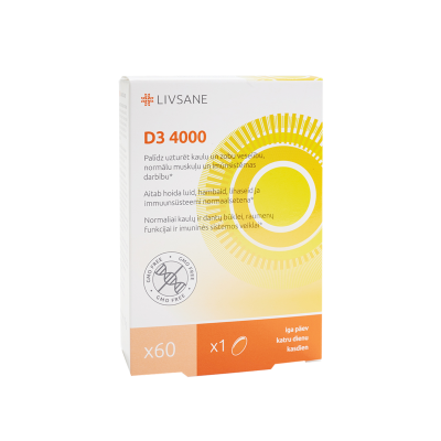 LIVSANE vitamino D3 4000 kapsulės N60