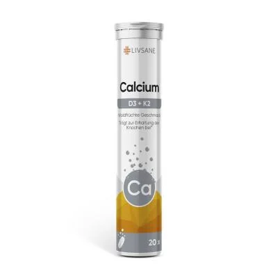 LIVSANE kalcio šnypščiosios tabletės CALCIUM + D3 + K2, N20