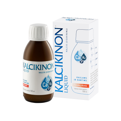 KALCIKINON LIQUID skystas kalcis su vitaminais D3, K2 ir fosforu 150 ml