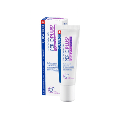 CURAPROX antibakterinis gelis su 0.50% chlorheksidino ir hialurono rūgštimi Perio Plus+ Focus 10 ml