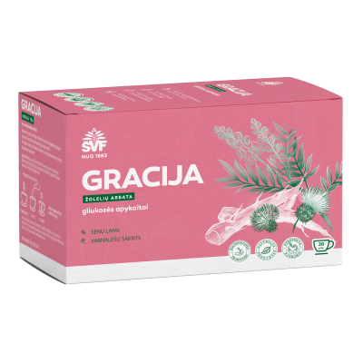 ŠVENČIONIŲ VAISTAŽOLĖS riebalų apykaitai GRACIJA, gliukozės apykaitai, 2 g x 20 vnt.