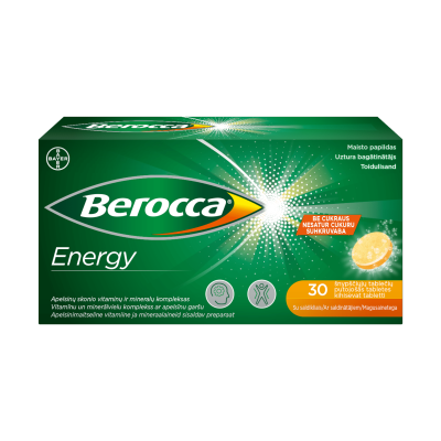 BEROCCA ENERGY vitaminų kompleksas, šnypščiosios tabletės, N30