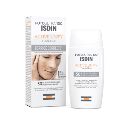 ISDIN FotoUltra 100, pigmentines dėmes mažinanti apsauginė emulsija veidui SPF50, 50 ml