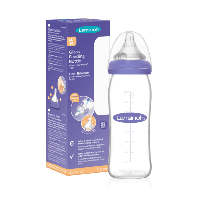 Lansinoh stiklinis maitinimo buteliukas su žinduku 240 ml