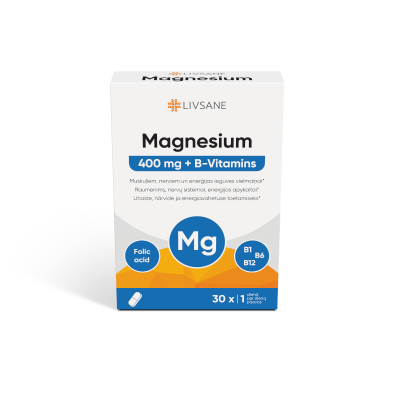 LIVSANE tabletės MAGNESIUM 400 + B-VITAMINS N30