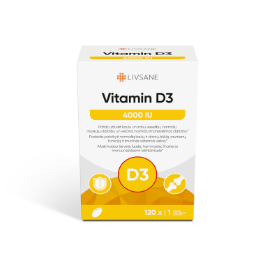 LIVSANE vitamino D3 4000 kapsulės N120