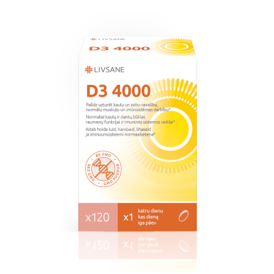 LIVSANE vitamino D3 4000 kapsulės N120