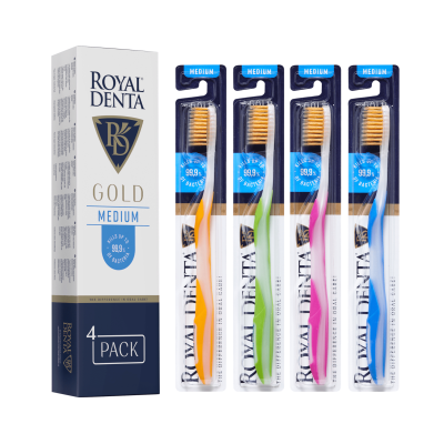 ROYAL DENTA vidutinio kietumo dantų šepetėlių rinkinys GOLD MEDIUM N4