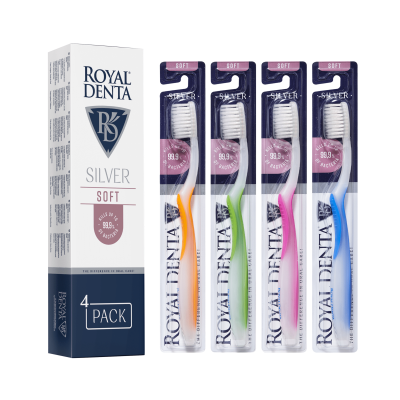 ROYAL DENTA minkštų dantų šepetėlių rinkinys SILVER SOFT N4