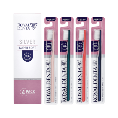 ROYAL DENTA ypač minkštų dantų šepetėlių rinkinys SILVER SUPER SOFT N4