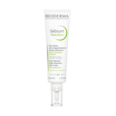 BIODERMA aukštos tolerancijos gelis-kremas nuo spuogų į aknę linkusiai odai Sébium Kerato+, 30 ml