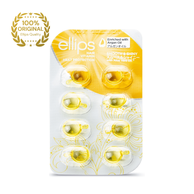 ELLIPS tepami vitaminai plaukams apimčiai suteikti SMOOTH & SHINY N8