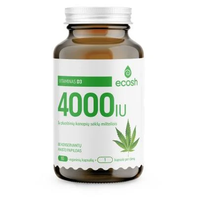 ECOSH vitaminas D3 4000IU, su kanapių sėklų miltais, N90 