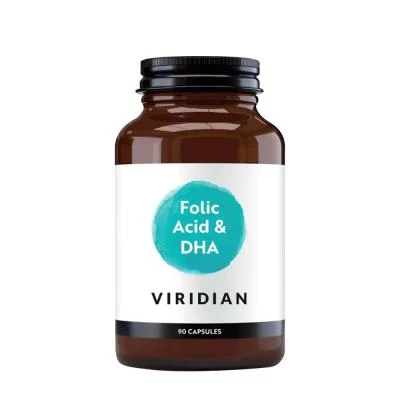 VIRIDIAN kapsulės FOLIC ACID WITH DHA N90