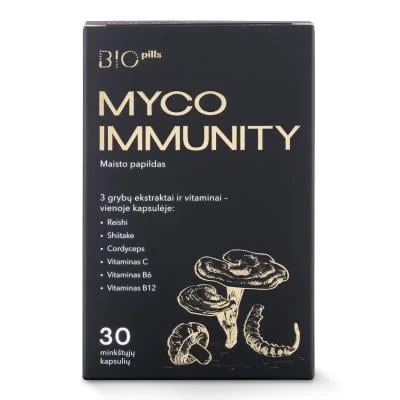 MYCO IMMUNITY maisto papildas su 3 grybų ekstraktais, N30 