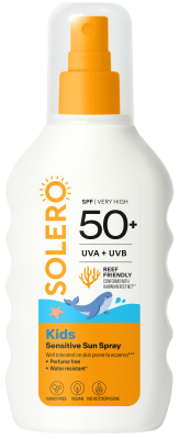 SOLERO vaikams skirtas jautrios odos purškalas nuo saulės SPF 50+ nuo 6 mėn, 200 ml