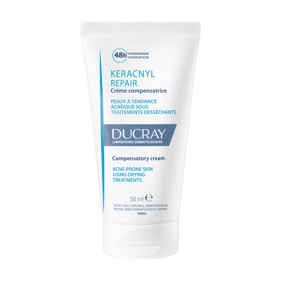 DUCRAY KERACNYL REPAIR drėkinamasis raminamasis į aknę linkusios odos kremas. 50 ml