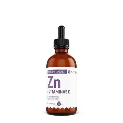 ECOSH bioaktyvus skystas cinkas, bisglicinatas, su vitaminu C, 50 ml