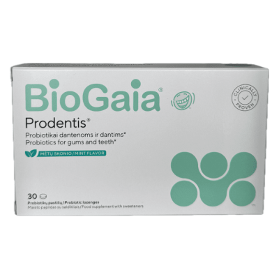 BIOGAIA PRODENTIS čiulpiamos probiotinės pastilės burnai suaugusiems, N30