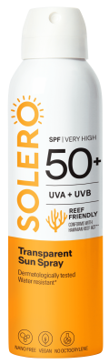 SOLERO skaidrus purškalas nuo saulės SPF 50+, 200 ml