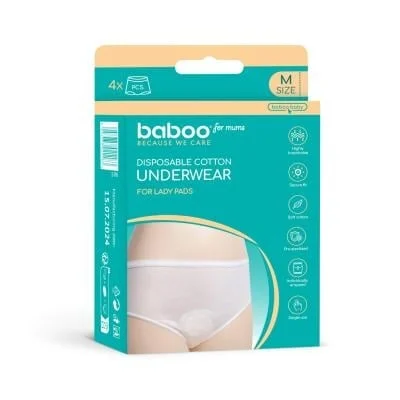 BABOO vienkartinės medvilninės kelnaitės, M dydis, 4vnt