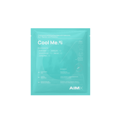 AIMX COOL ME greito poveikio intensyviai regeneruojanti ir drėkinanti lakštinė kaukė su vėsinančiu ir raminančiu poveikiu, 25ml