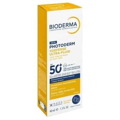 BIODERMA labai aukštos apsaugos ir itin lengvos tekstūros, detoksikuojantis fluidas nuo saulės ir taršos, PHOTODERM XDEFENSE ULTRA-FLUID SPF50+, 40 ml