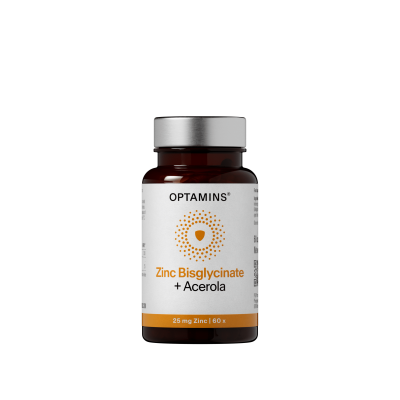 OPTAMINS cinko glicinatas 25mg, su acerolos vaisių kompleksu imunitetui, N60