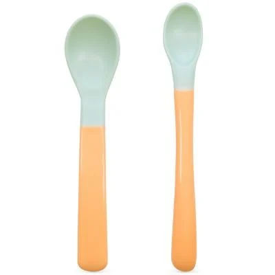 BABOO šaukšteliai minkštu galiuku,  4+ mėn, 2 vnt, Peachy Keen