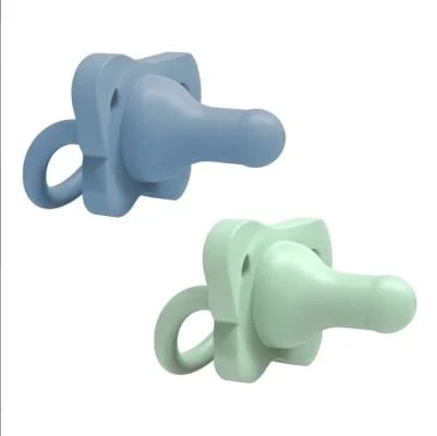 DR.BROWN'S čiulptukai vientisi, silikoniniai 0-6 mėn., 2 vnt., mėlyni/žali