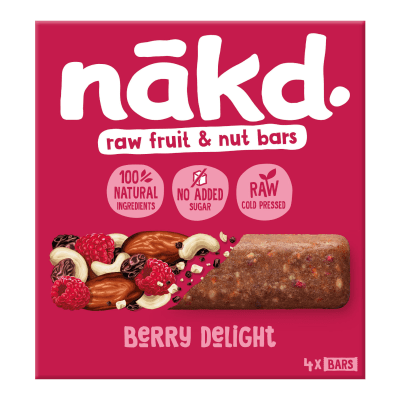 NAKD Vaisių ir riešutų batonėlis su avietėmis 4x35g