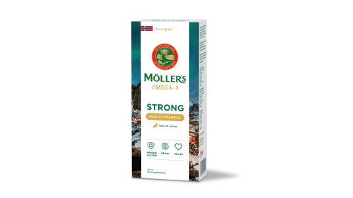 MOLLER Strong Vitamin D žuvų taukai, citrinų skonio, 250 ml