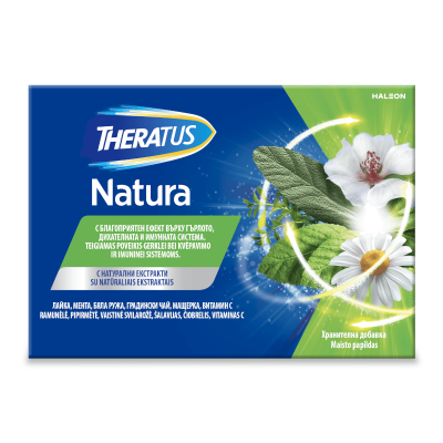 THERATUS Natura čiulpiamos tabletės gerklei, N16 