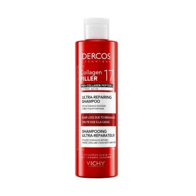 VICHY DERCOS COLLAGEN 17 FILLER intensyvaus poveikio gaivinamasis šampūnas, 200 ml