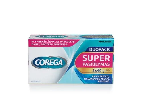 COREGA Extra Strong Flavourless fiksuojantis kremas be skonio, 2x40 g, DuoPack
