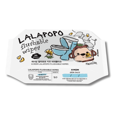 K-MOM Lalapopo organiškos drėgnos servetėlės, suyrančios vandenyje, 20 vnt. 