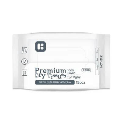 Mother-K PREMIUM klasės Sausos Servetėlės, Viskozė, 15 vnt. 