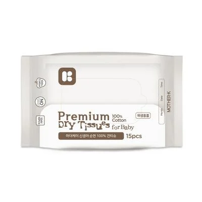 Mother-K PREMIUM klasės Sausos Servetėlės, Medvilnė, 15 vnt. 