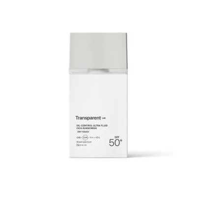 TRANSPARENT LAB Oil Control ultra-fluid Cica Sunscreen apsauga riebiai veido odai su mineraliniais ir cheminiais filtrais SPF50, 100 ml