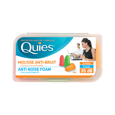 QUIES apsauginiai ausų kištukai iš poliuretano putos, ryškių spalvų, 3 poros