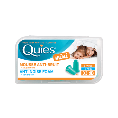QUIES apsauginiai mini ausų kištukai iš poliuretano putos (tinka vaikams), 3 poros 