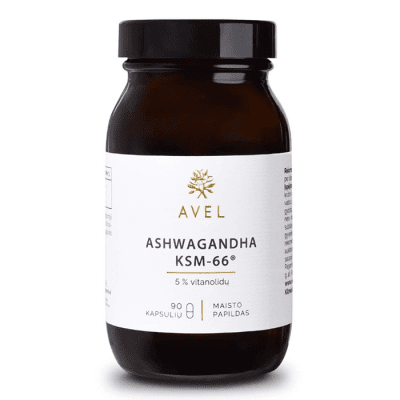 AVEL Ashwagandha KSM-66®, 5% vitanolidų, 90 kapsulių