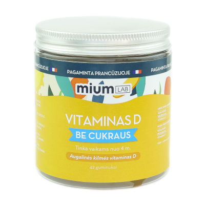 MIUM Lab Maisto papildas VITAMINAS D. Be cukraus. Guminukai, N42