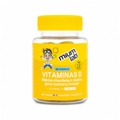 MIUM Lab Maisto papildai KIDS VITAMINAS D. Be cukraus. Guminukai, N30