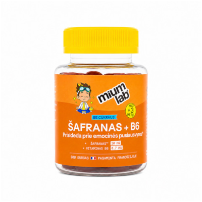 MIUM Lab Maisto papildai KIDS ŠAFRANAS+B6. Be cukraus. Guminukai, N30