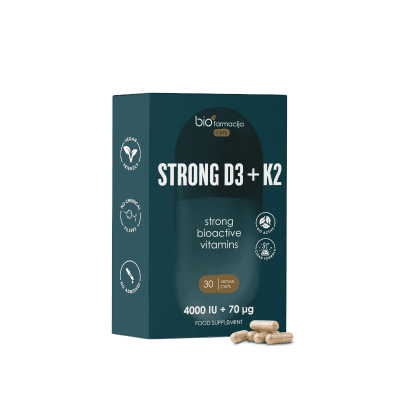 BIOFARMACIJA Strong D3+K2 4000 IU + 70 µg kapsulės, N30
