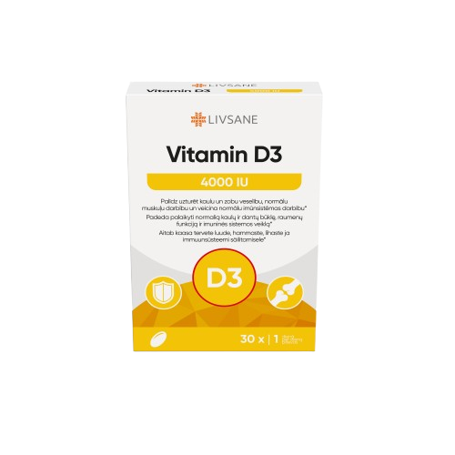 LIVSANE vitamino D3 4000 kapsulės, N30