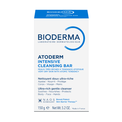 BIODERMA maitinantis, švelnus muilas labai sausai, atopiškai odai ATODERM INTENSIVE CLEANSING BAR, 150 g