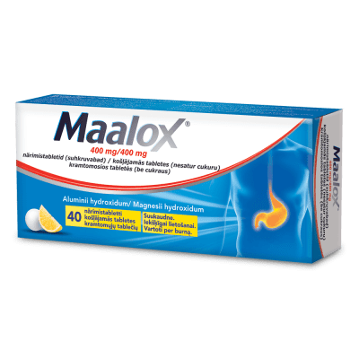 Maalox 400 mg/400 mg kramtomosios tabletės N40