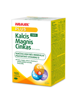 WALMARK Kalcis-Magnis-Cinkas FORTE su vitaminu D tabletės N100